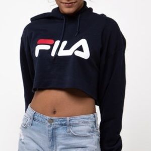 Black Fila cropped hoodie